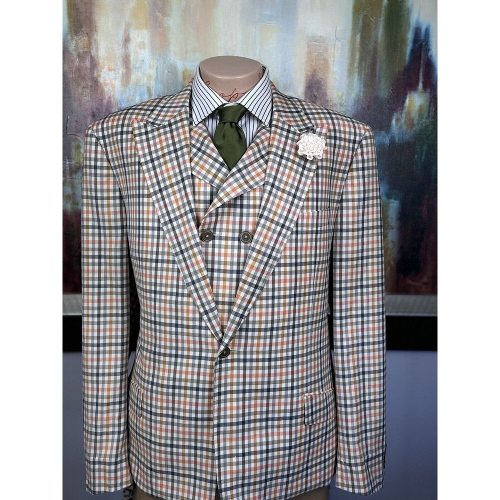 Tiglio Rossi NWOT Mens Multicolored Gingham 48L 2pc Vest Blazer